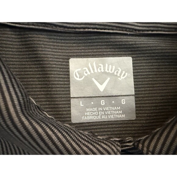 Callaway Polo Shirt Mens Large Gray Black Striped Performance Golf Polyester - Picture 5 of 12